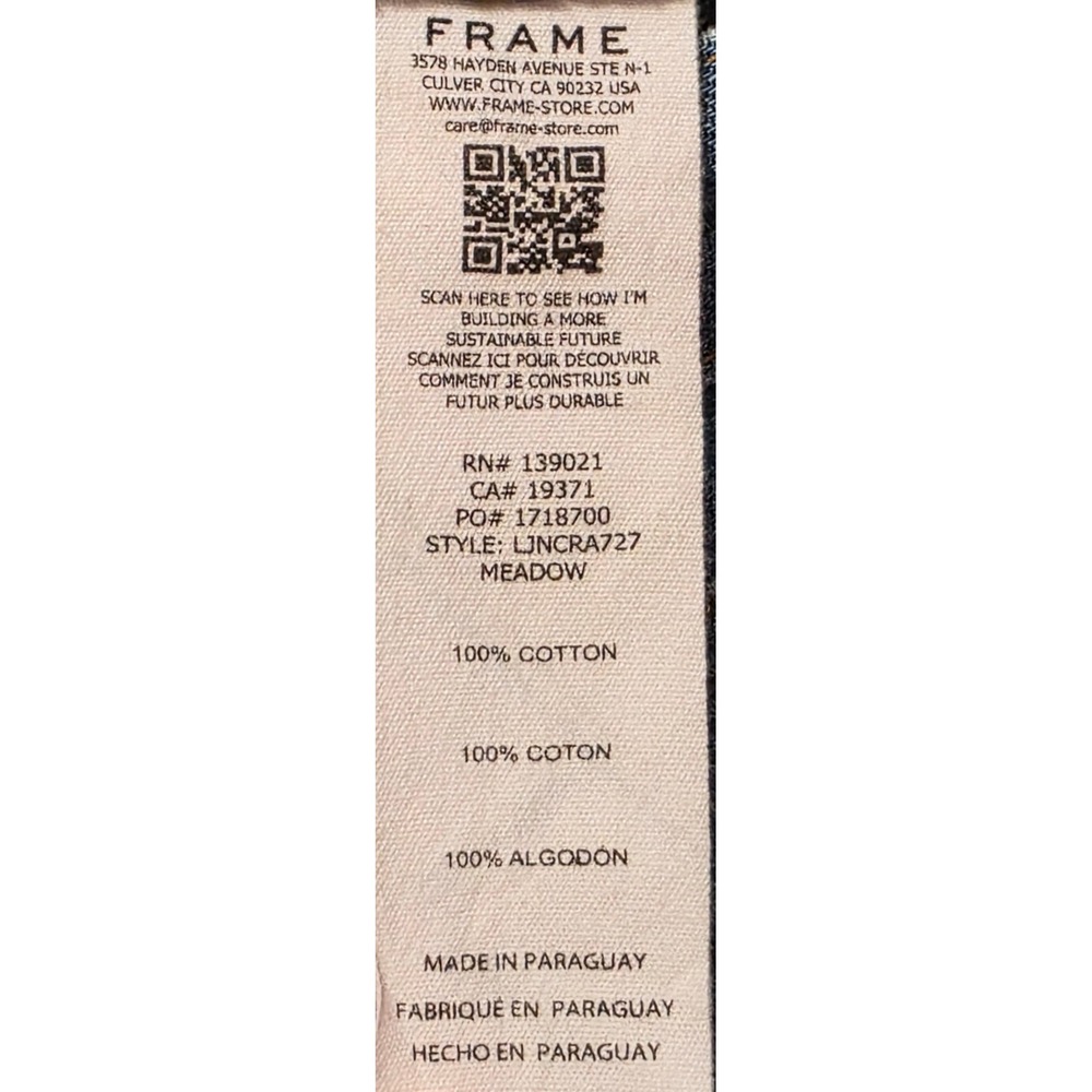 FRAME Le Jane Crop High Rise Straight Leg Jeans Meadow Blue LJNCRA727 Size 30 - Picture 3 of 5